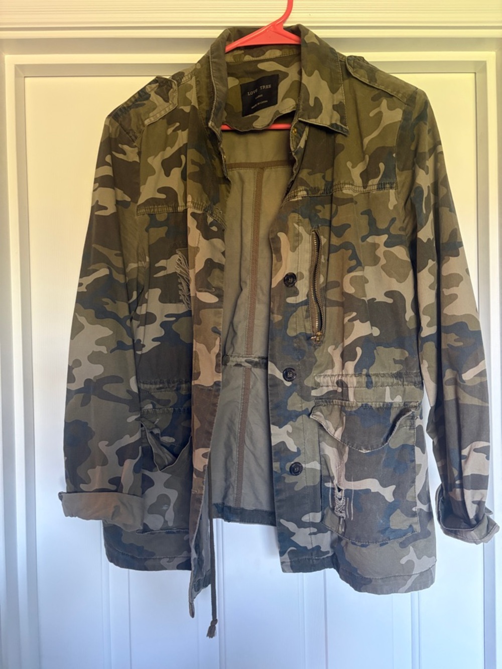 Love Tree Women’s Camo Field Jacket in Olive Green